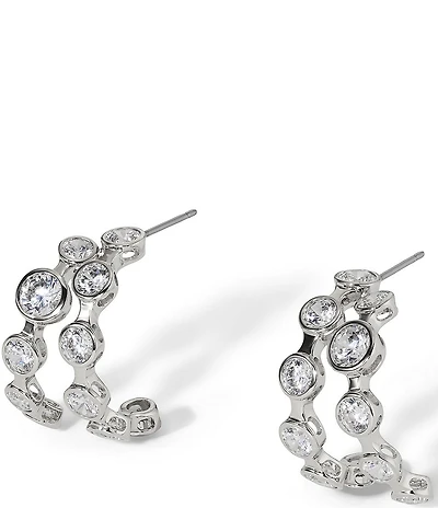 Nadri Brooklyn Double Row C Hoop Earrings