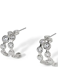 Nadri Brooklyn Double Row C Hoop Earrings