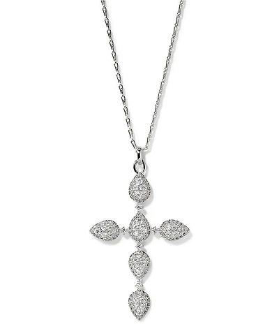 Nadri Crushed Halo Cross Short Pendant Necklace