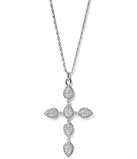 Nadri Crushed Halo Cross Short Pendant Necklace