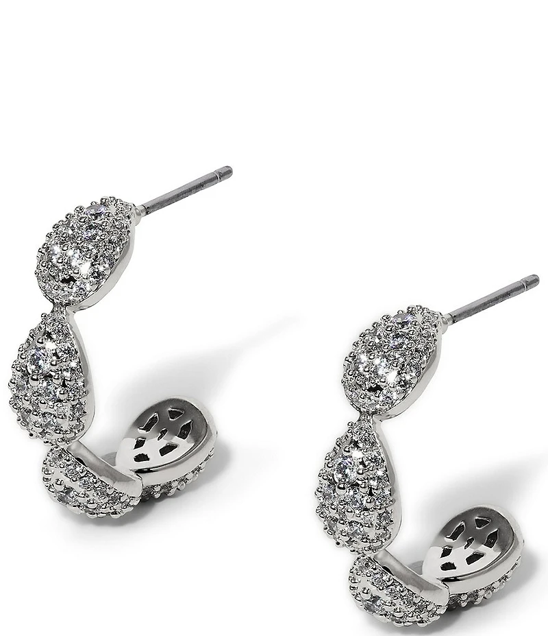 Nadri Crushed Pave C Hoop Earrings