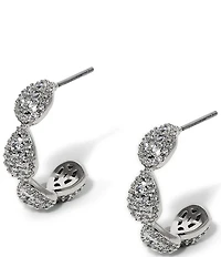 Nadri Crushed Pave C Hoop Earrings