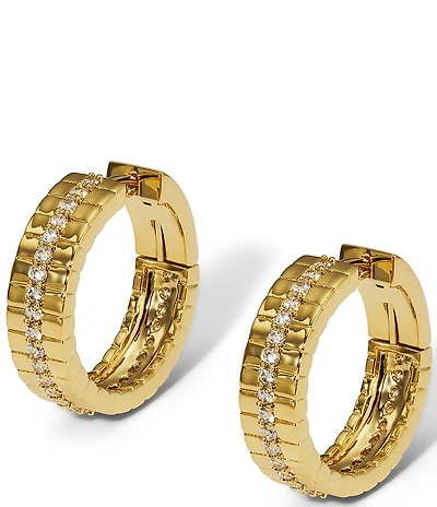 Nadri Delancey Pave Stripe Hoop Earrings