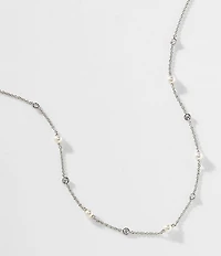 Nadri Emilia Pearl and Cubic Zirconia Station Necklace