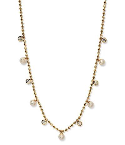 Nadri Esme Pearl and CZ Shaky Collar Necklace