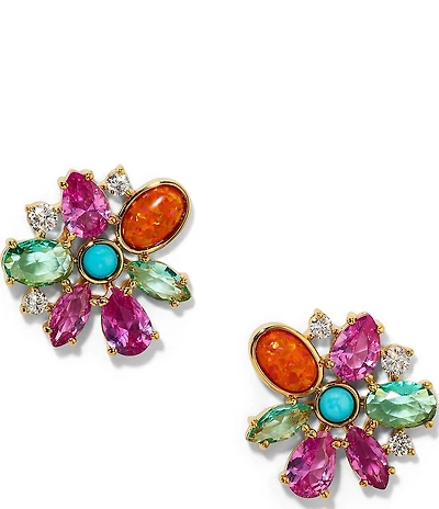 Nadri Frieda Floral Multi-Color Rhinestone Stud Earrings