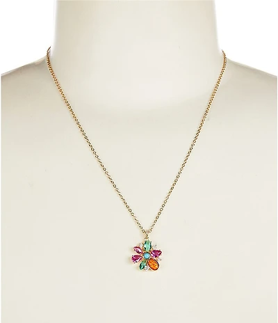 Nadri Frieda Floral Rhinestone Short Pendant Necklace