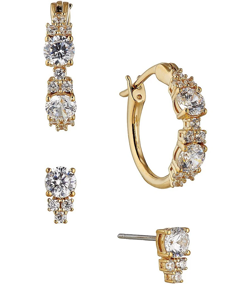 Nadri Gold Plated Crystal Earring Set