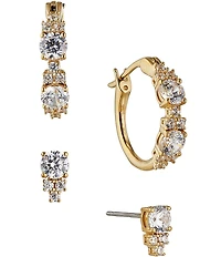Nadri Gold Plated Crystal Earring Set