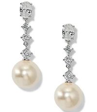 Nadri Lulu Crystal & Pearl Linear Earrings