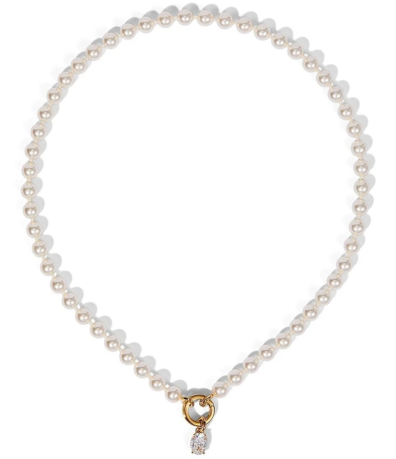 Nadri Poppy Charm Ring Pearl Collar Necklace