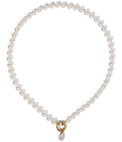 Nadri Poppy Charm Ring Pearl Collar Necklace
