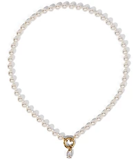 Nadri Poppy Charm Ring Pearl Collar Necklace