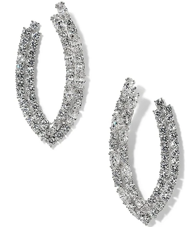 Nadri Twinnie Front Back Pattern Hoop Earrings