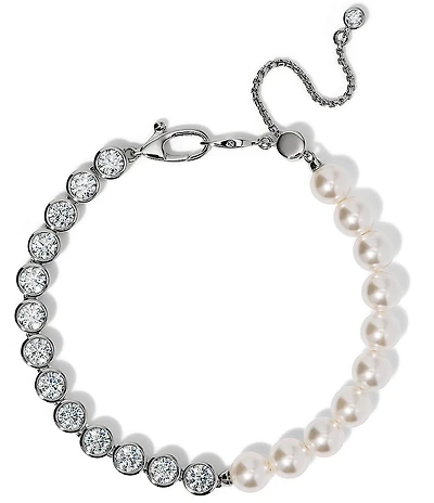 Nadri Under The Sea Mixed Crystal & Pearl Line Bracelet