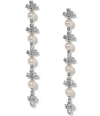 Nadri Venus Pearl Long Linear Earrings