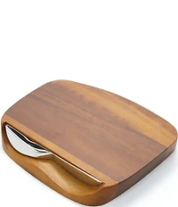 Nambe Blend Acacia Wood Cutting Board with Knife