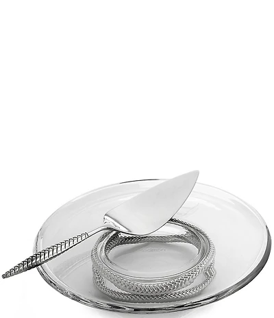 Nambe Braid Pedestal Cake Plate with Cake Server