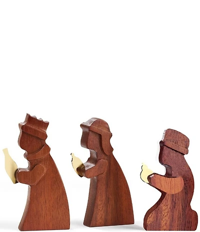 Nambe Holiday Wood Three Wiseman Figurine Set