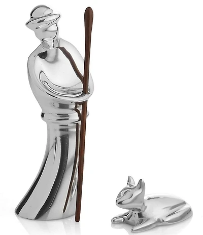 Nambe Mini Nativity Shepherd with Lamb Figurine