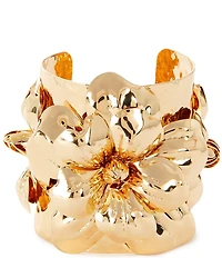 Natasha Accessories 3D Flower Metal Cuff Statement Bracelet
