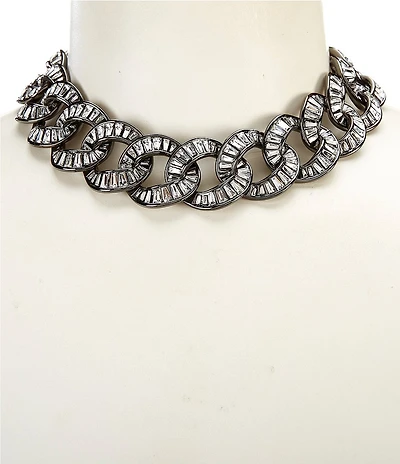 Natasha Accessories Baguette Interlock Link Collar Necklace