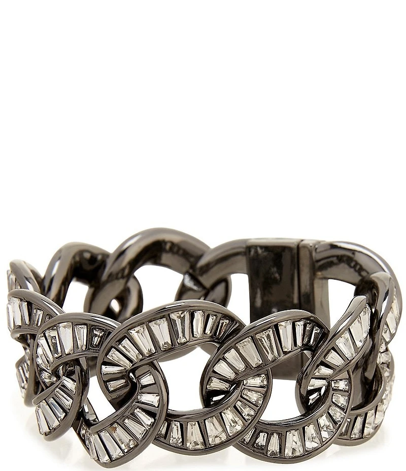 Natasha Accessories Baguette Interlock Link Line Bracelet