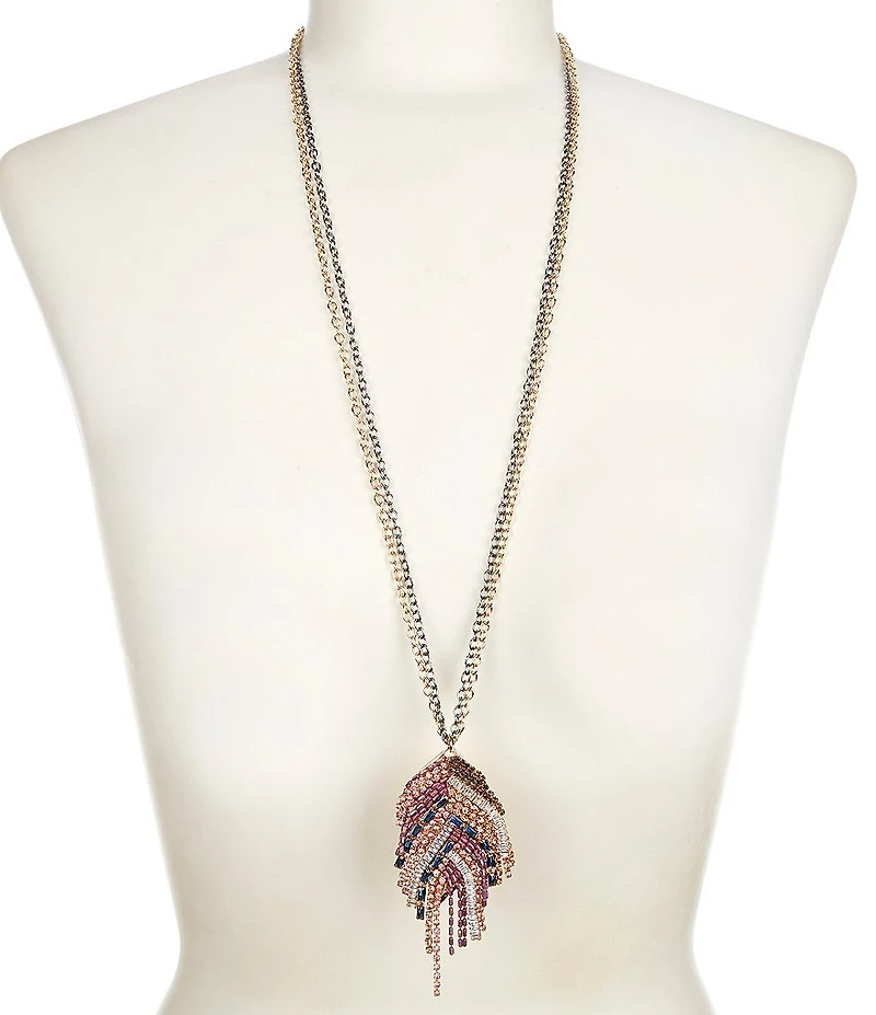 Natasha Accessories Bead Crystal Long Pendant Necklace
