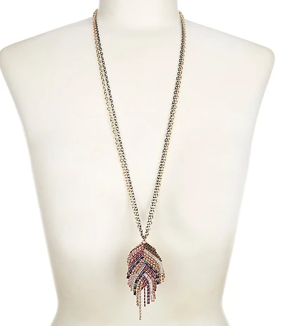 Natasha Accessories Bead Crystal Long Pendant Necklace