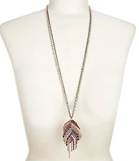 Natasha Accessories Bead Crystal Long Pendant Necklace