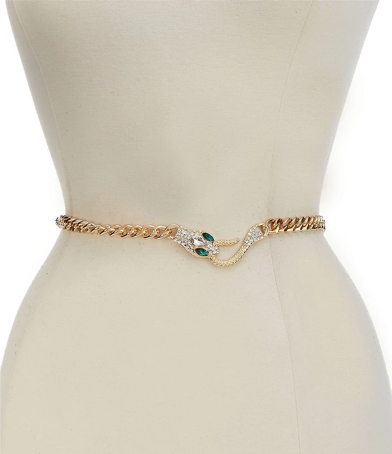 Natasha Accessories Chain-Link Snake Head Belt