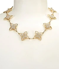 Natasha Accessories Crystal Metal Clover Collar Necklace
