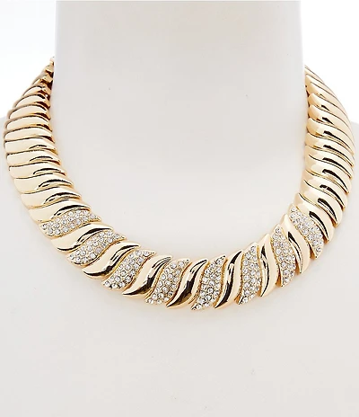 Natasha Accessories Crystal Metal Collar Necklace