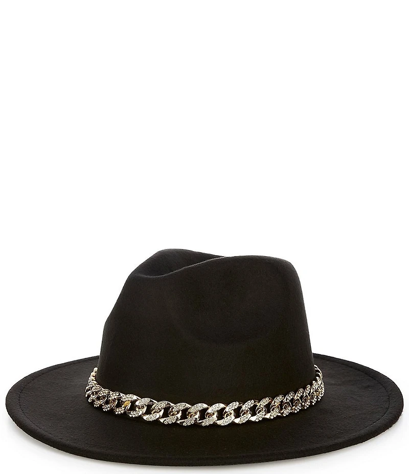 Natasha Accessories Fedora Hat with Chain Band