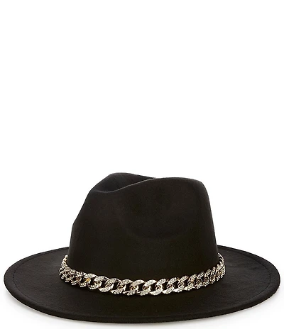 Natasha Accessories Fedora Hat with Chain Band