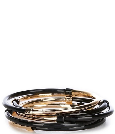 Natasha Accessories Gold Black Bangle Bracelet Set