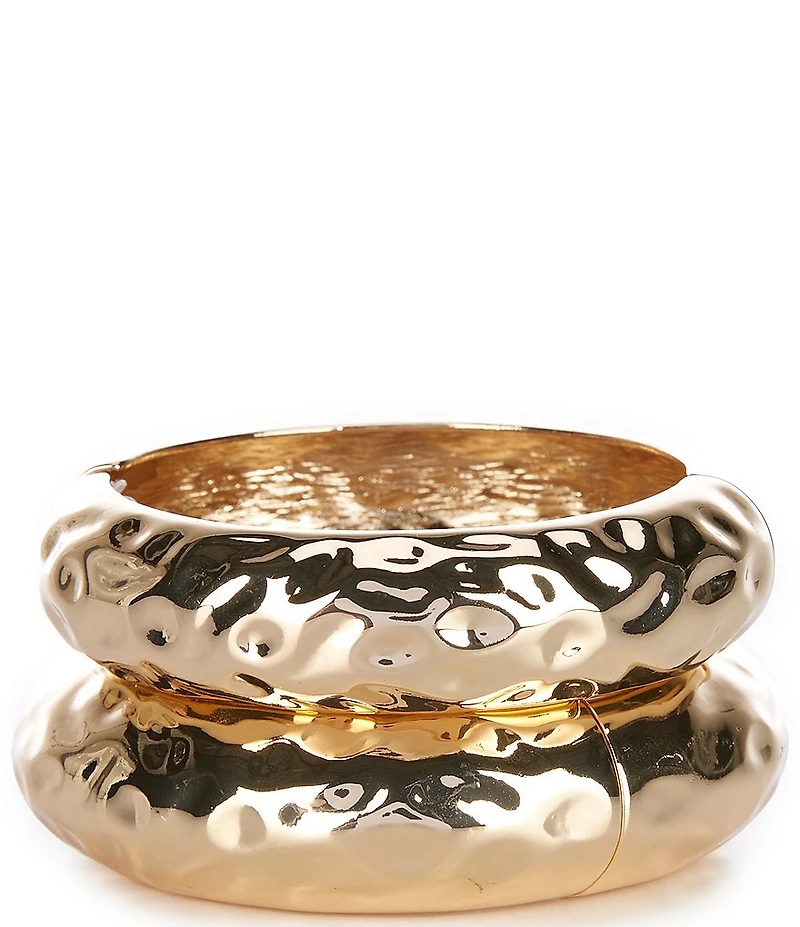 Natasha Accessories Hammered Hinge Bracelet Set