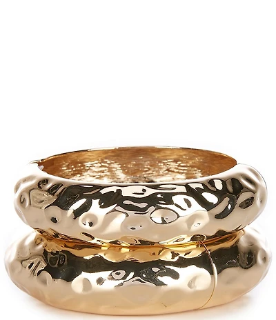 Natasha Accessories Hammered Hinge Bracelet Set