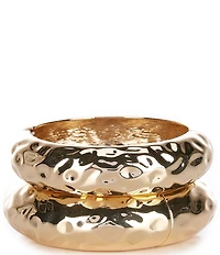 Natasha Accessories Hammered Hinge Bracelet Set