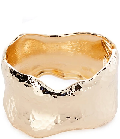 Natasha Accessories Hammered Wavy Statement Hinge Bangle Bracelet