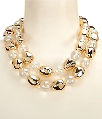 Natasha Accessories Lucite Metal Ball Short Multi Strand Necklace