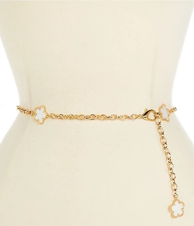 Natasha Accessories Metal Clover Chain Belt