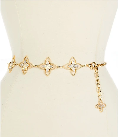 Natasha Accessories Metal Crystal Flower Chain Belt