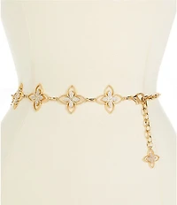 Natasha Accessories Metal Crystal Flower Chain Belt