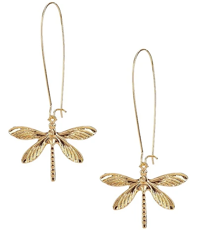Natasha Accessories Metal Dragonfly Drop Earrings