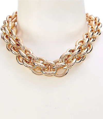 Natasha Accessories Metal Link Chunky Collar Necklace