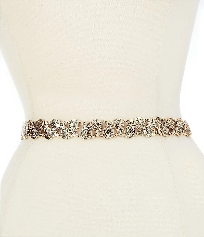 Natasha Accessories Metal Paisley Belt