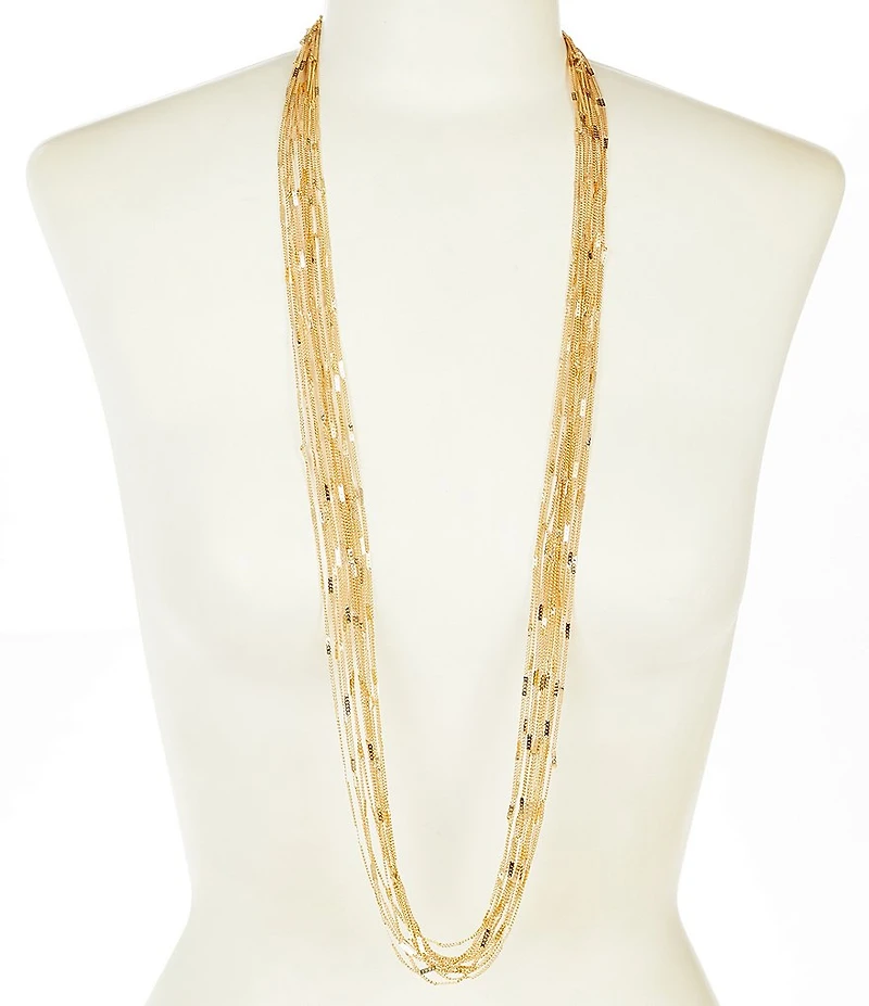 Natasha Accessories Multi Row Chain Long Multi Strand Necklace