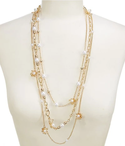 Natasha Accessories Multi Row Pearl Long Multi Strand Necklace