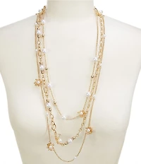 Natasha Accessories Multi Row Pearl Long Multi Strand Necklace